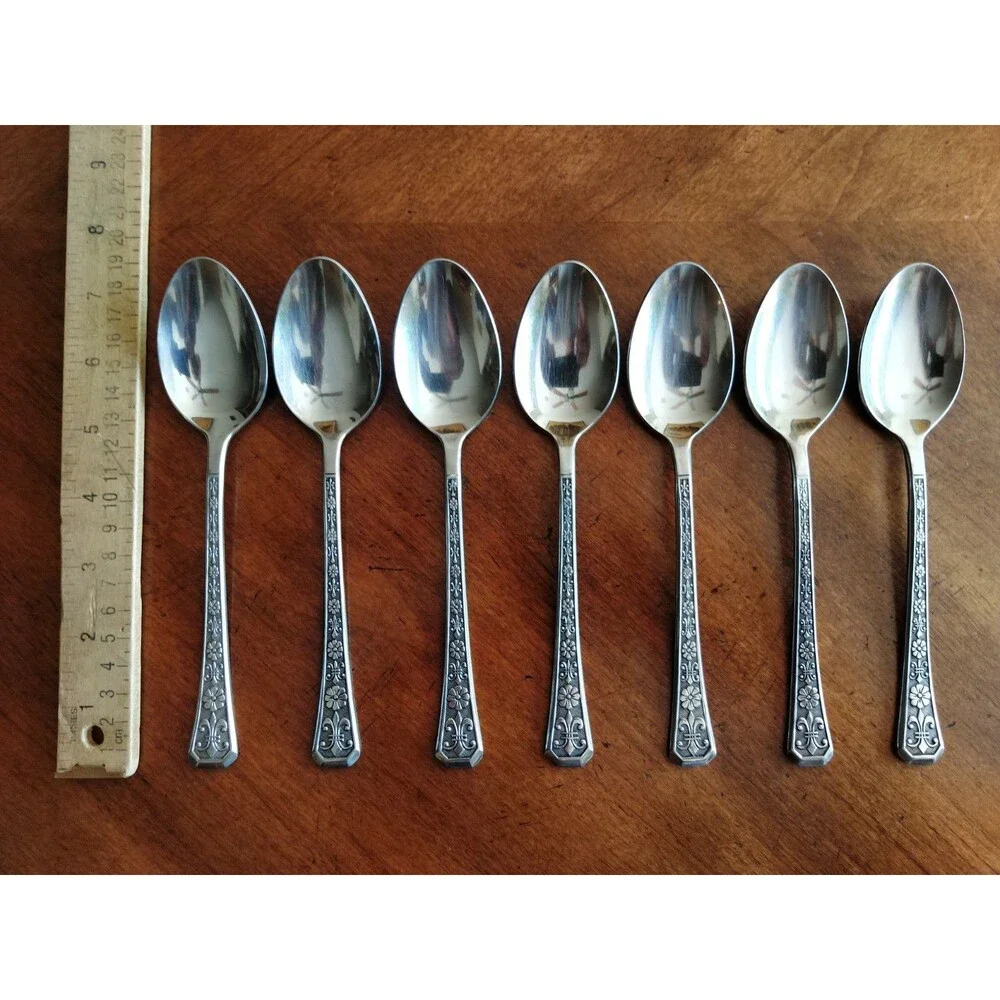 Interpur FLORENZ Stainless Flatware MCM Korea Lot 7x Table Dinner Spoon 7.25